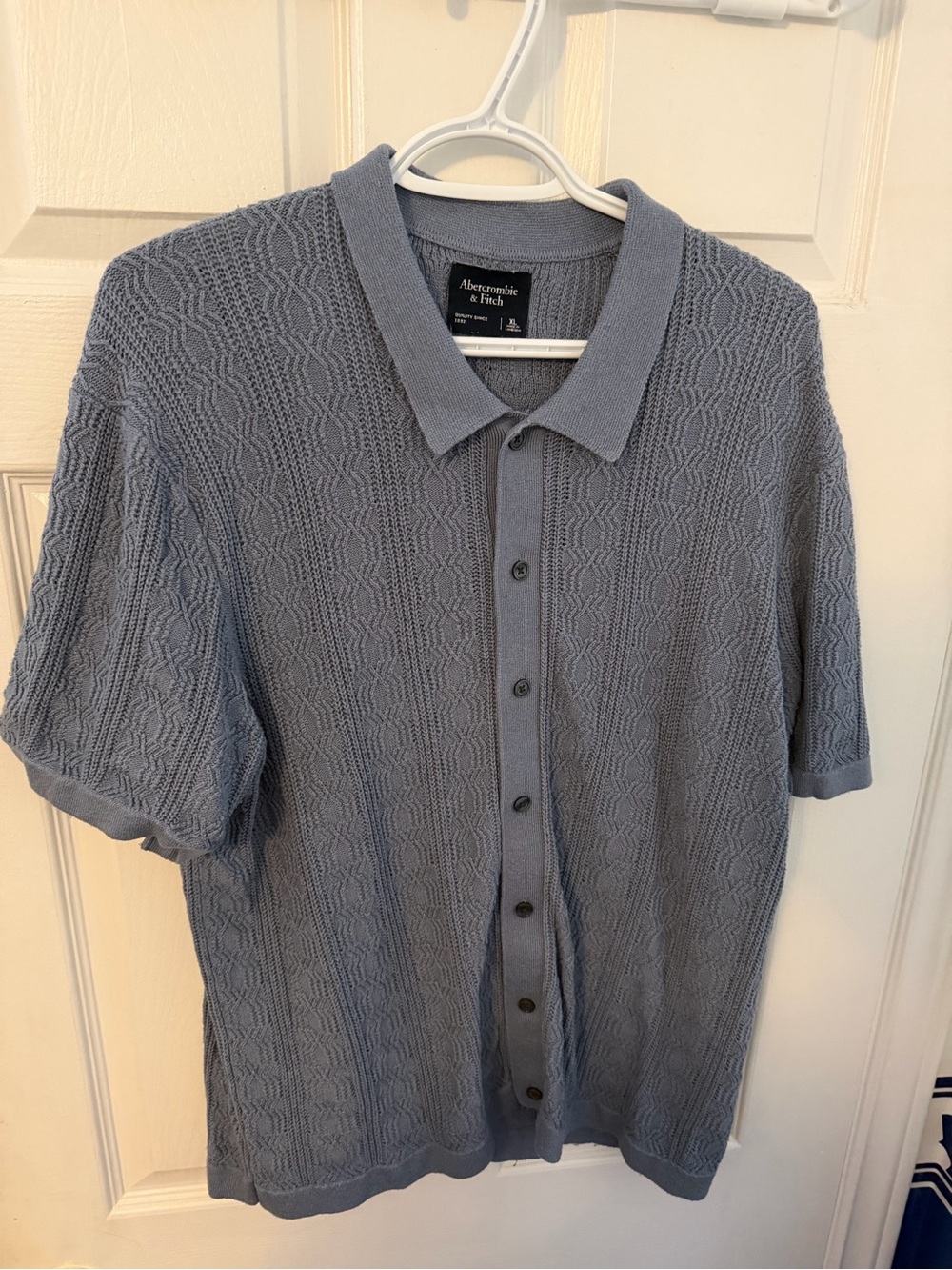 Abercrombie & Fitch Men’s Button-Front Knit Shirt - Slate Gray Blue